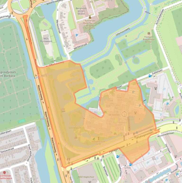 Kaart van postcodegebied 3584BB.