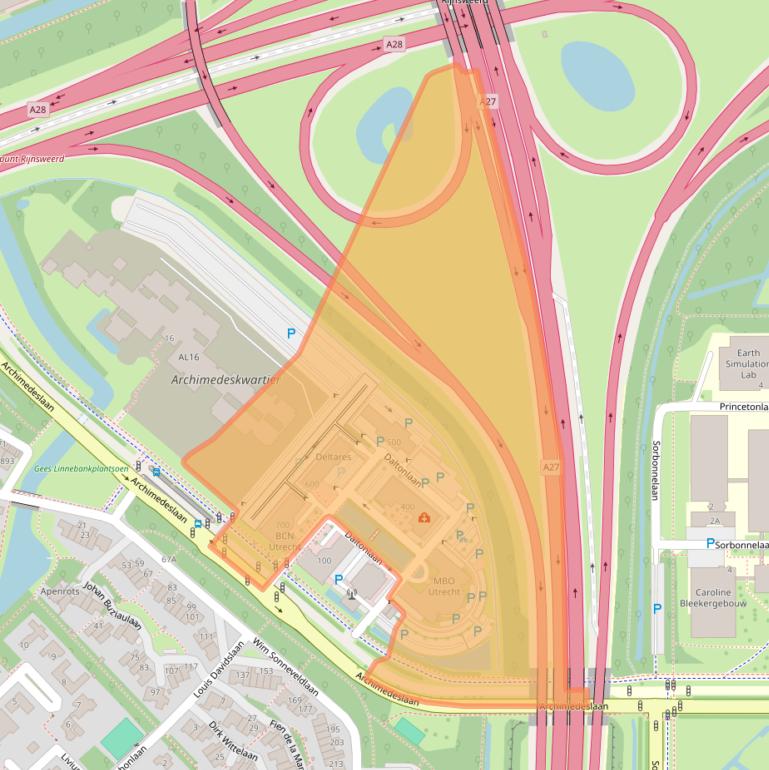 Kaart van postcodegebied 3584BK.