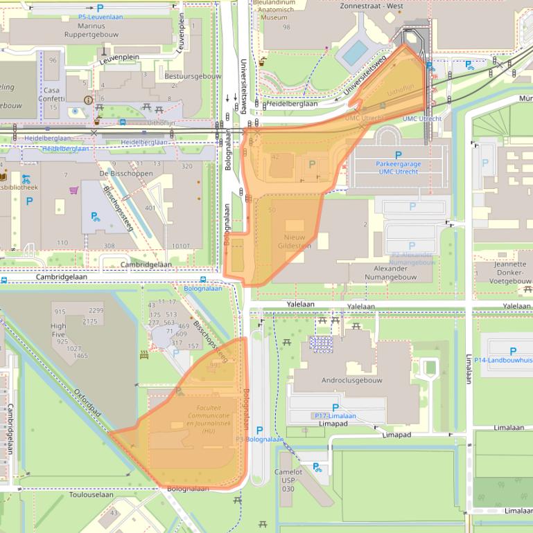 Kaart van postcodegebied 3584CJ.