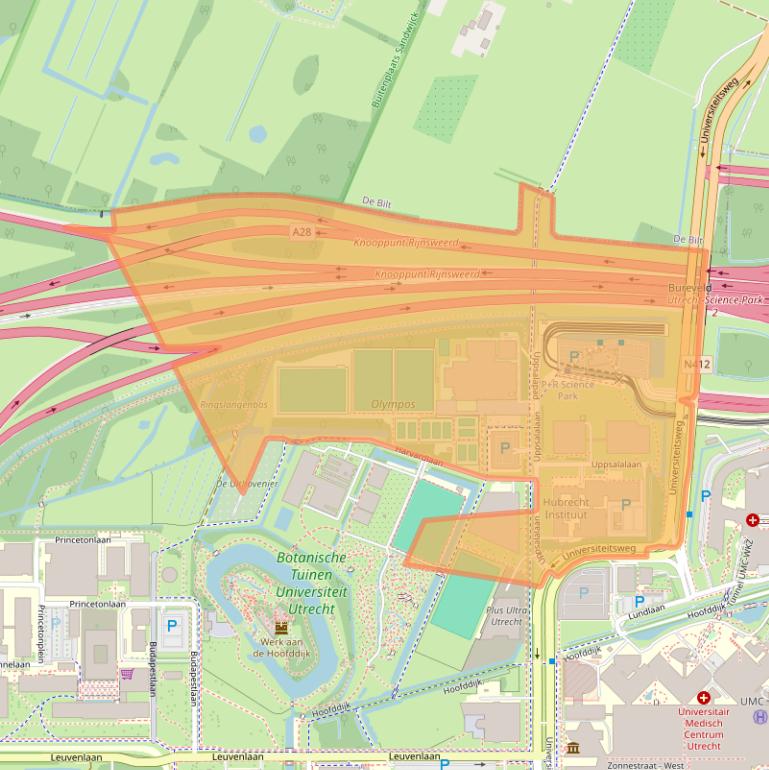 Kaart van postcodegebied 3584CT.