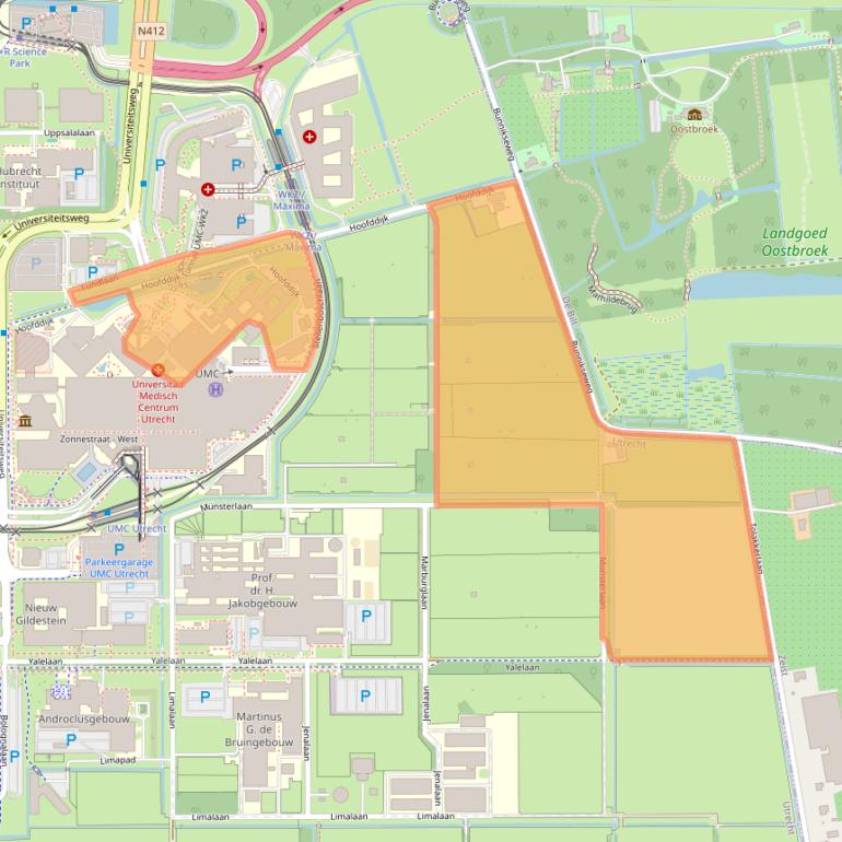 Kaart van postcodegebied 3584CW.