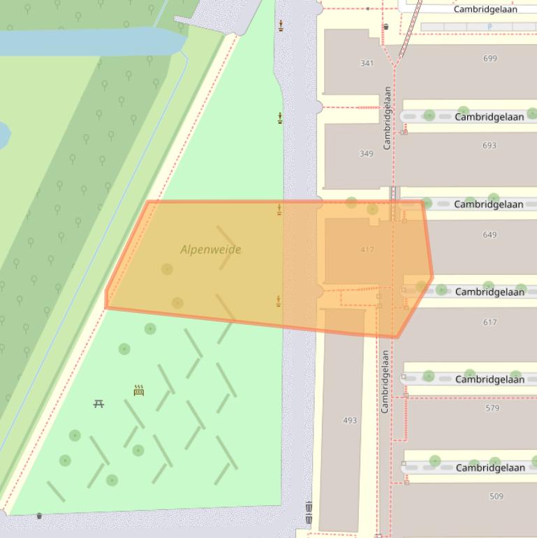 Kaart van postcodegebied 3584DC.