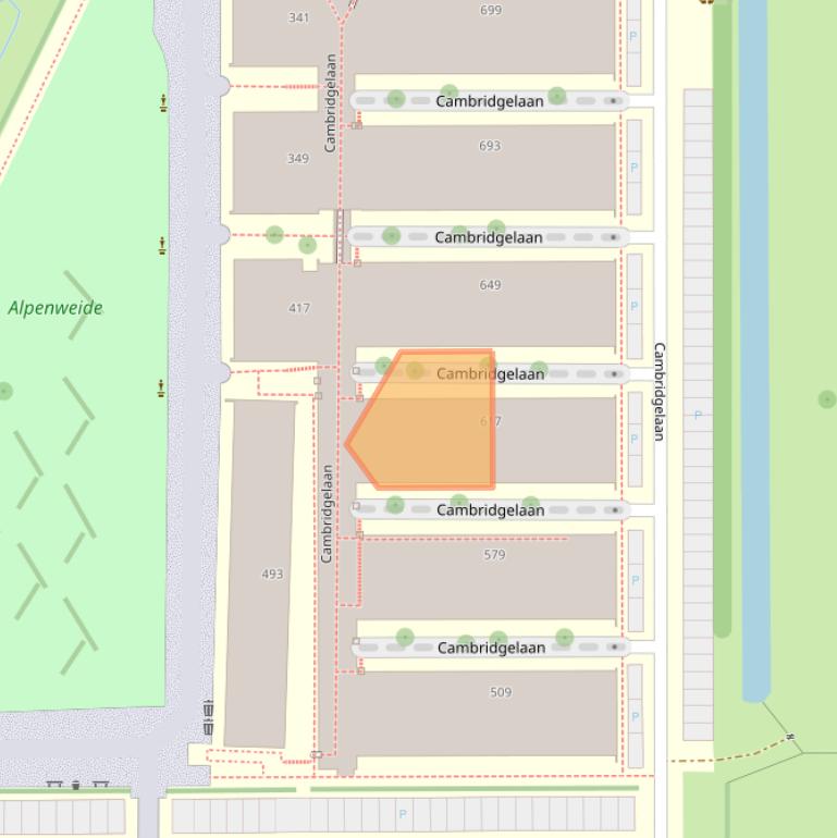 Kaart van postcodegebied 3584DM.