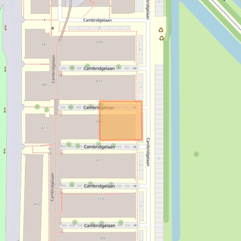 Kaart van postcodegebied 3584DN.