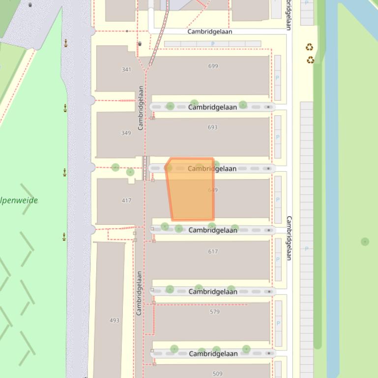 Kaart van postcodegebied 3584DP.