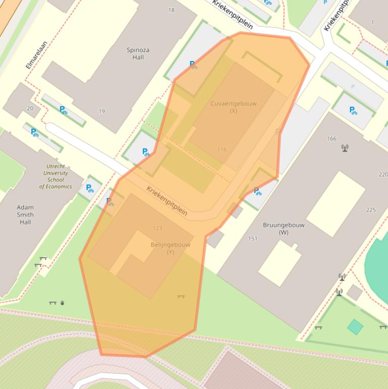 Kaart van postcodegebied 3584EH.