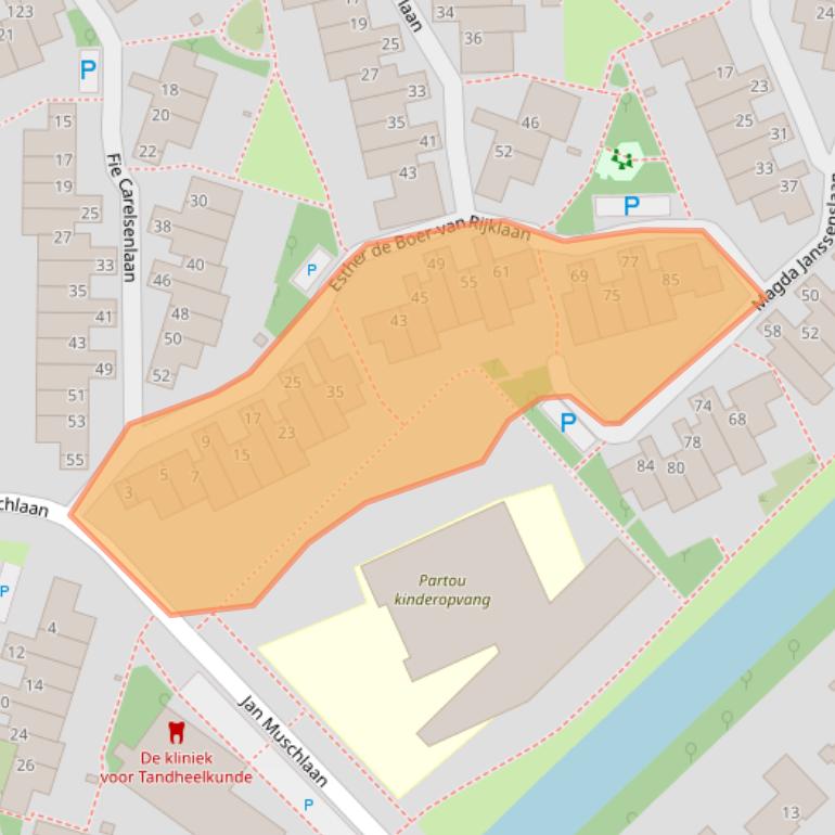 Kaart van postcodegebied 3584GL.