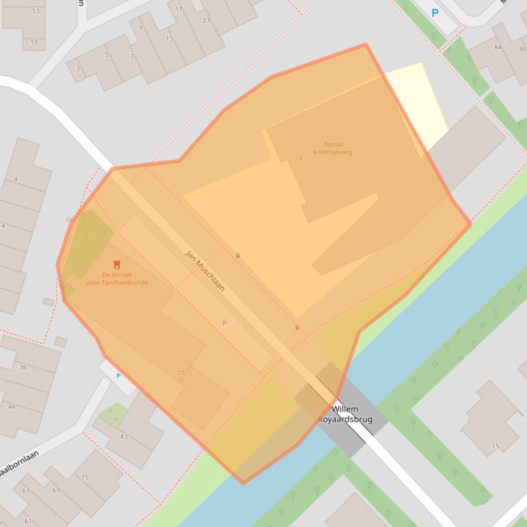 Kaart van postcodegebied 3584GV.