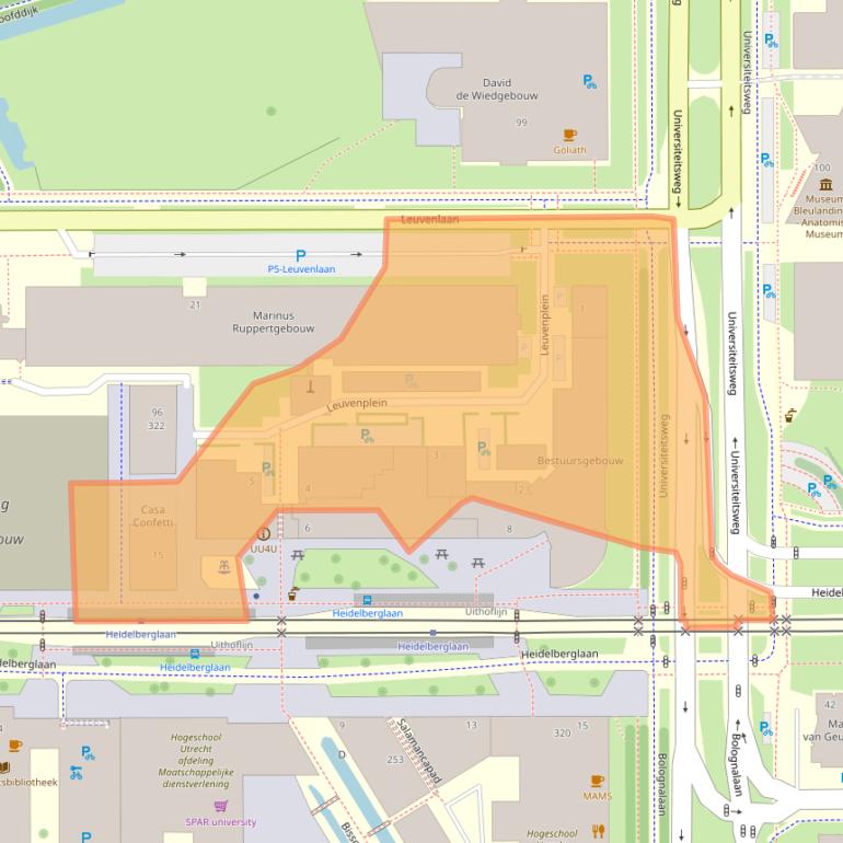 Kaart van postcodegebied 3584LA.