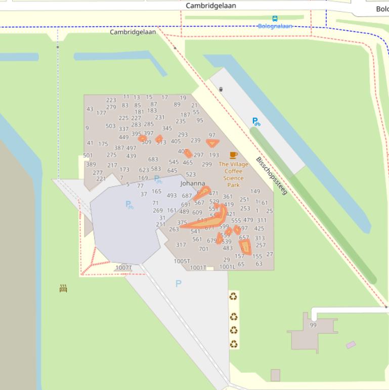 Kaart van postcodegebied 3584SL.