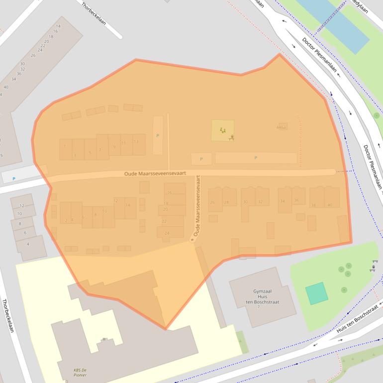 Kaart van postcodegebied 3601CJ.