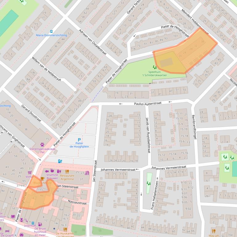Kaart van postcodegebied 3601EJ.