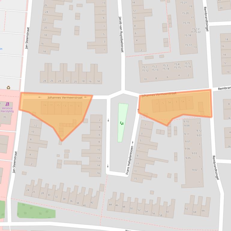 Kaart van postcodegebied 3601EK.