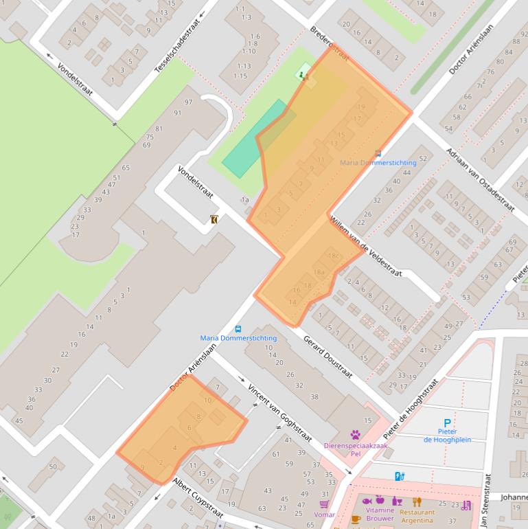 Kaart van postcodegebied 3601GA.