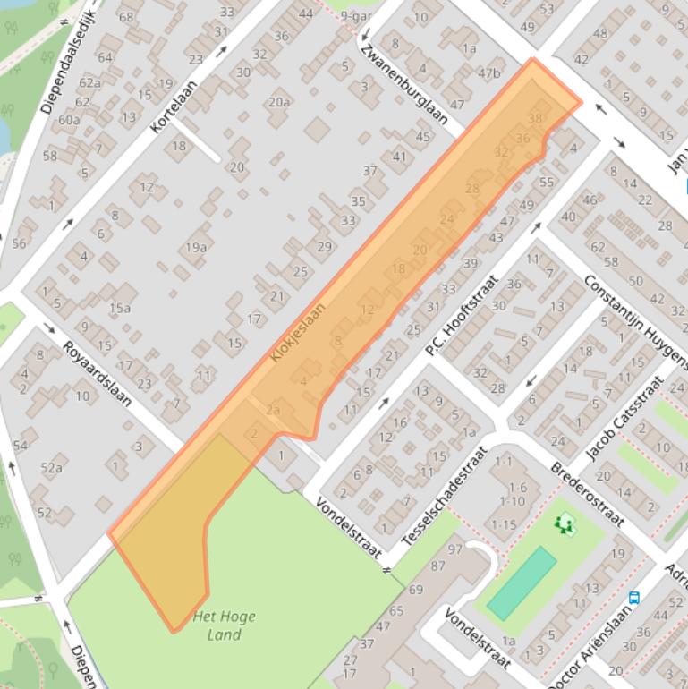 Kaart van postcodegebied 3601HE.