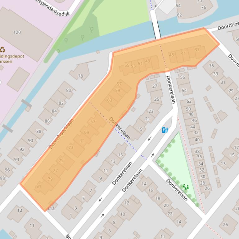 Kaart van postcodegebied 3601JT.