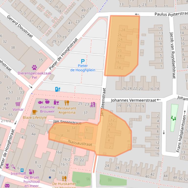 Kaart van postcodegebied 3601RB.
