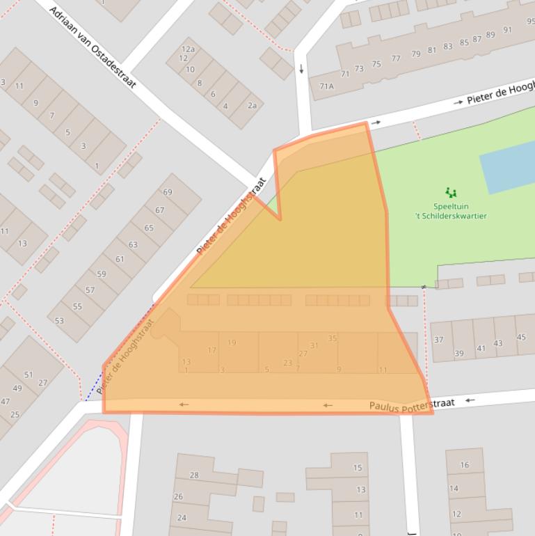 Kaart van postcodegebied 3601RD.