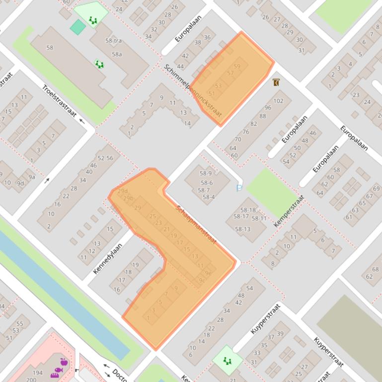 Kaart van postcodegebied 3601WR.