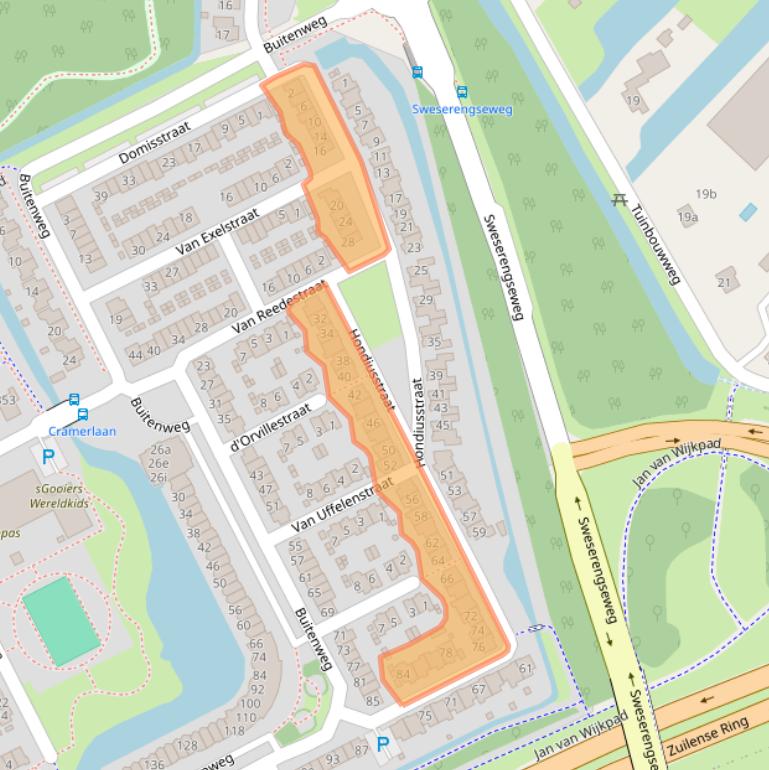 Kaart van postcodegebied 3602PJ.