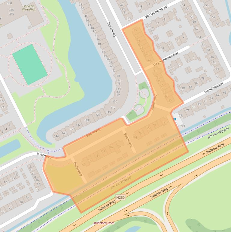 Kaart van postcodegebied 3602PL.