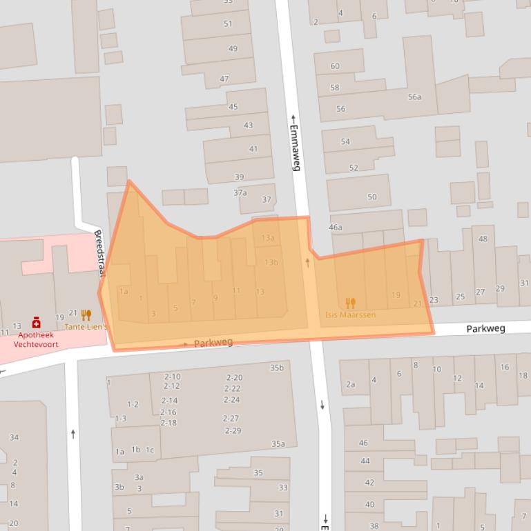 Kaart van postcodegebied 3603AA.