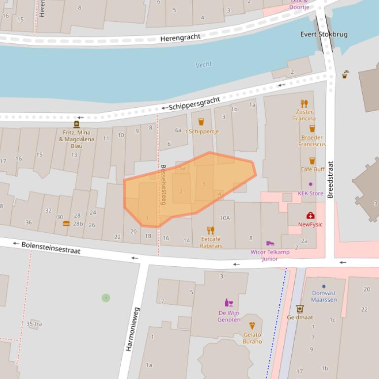 Kaart van postcodegebied 3603BK.