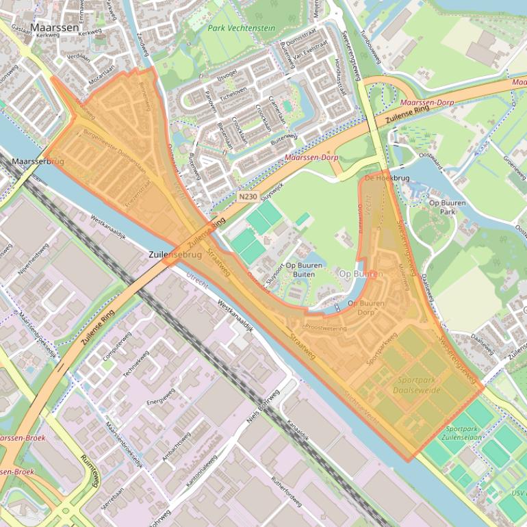 Kaart van postcodegebied 3604.