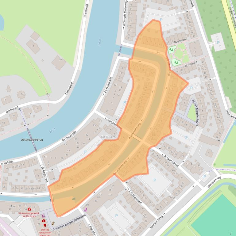 Kaart van postcodegebied 3604DB.