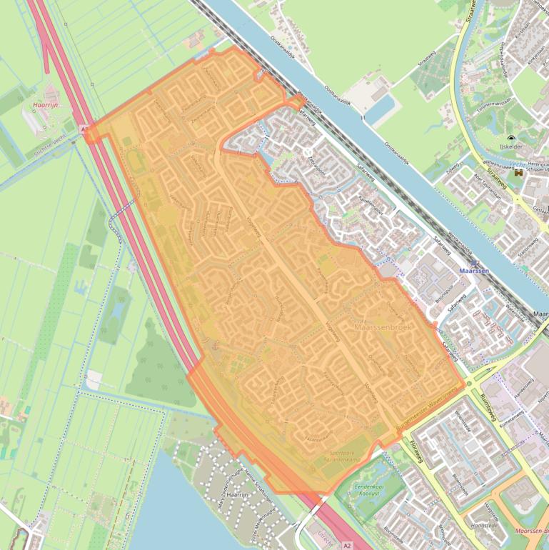 Kaart van postcodegebied 3607.