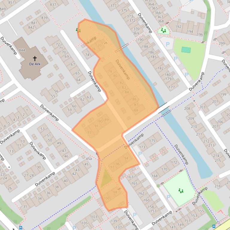 Kaart van postcodegebied 3607AD.