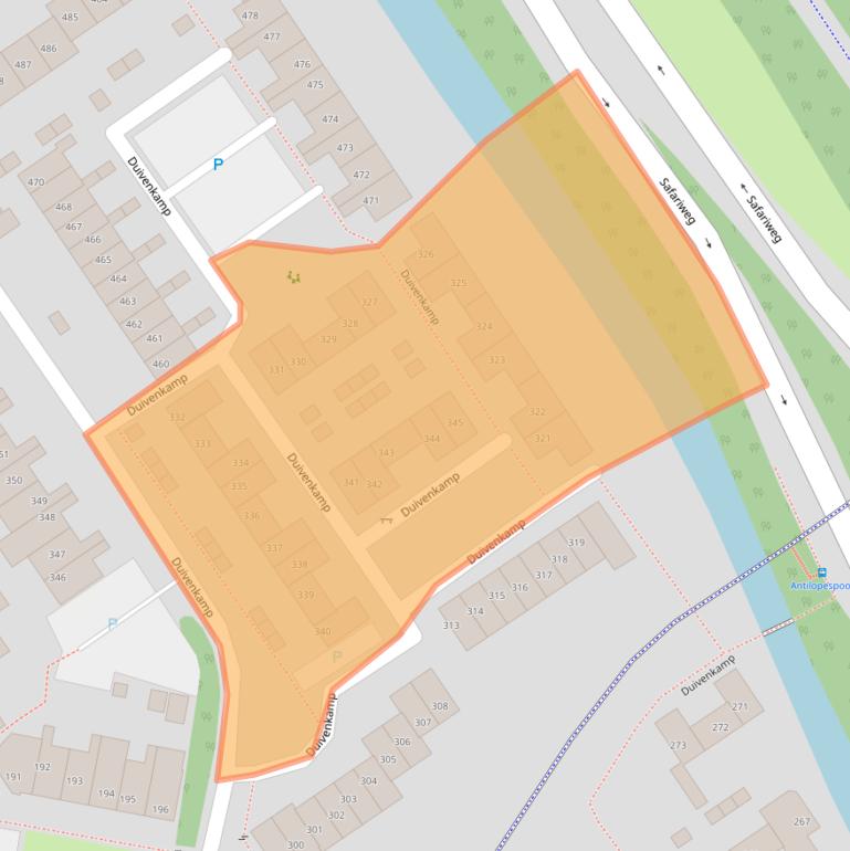 Kaart van postcodegebied 3607BA.