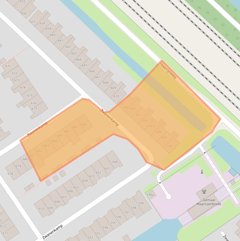 Kaart van postcodegebied 3607PN.