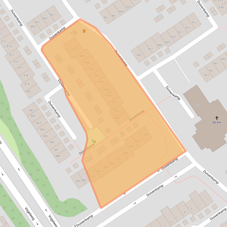 Kaart van postcodegebied 3607WJ.