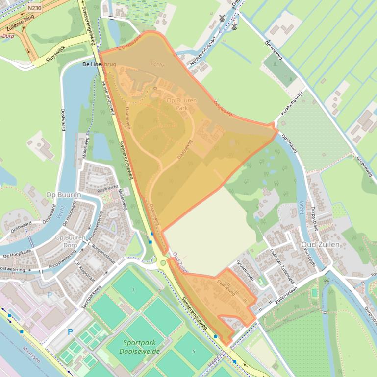 Kaart van postcodegebied 3611AA.