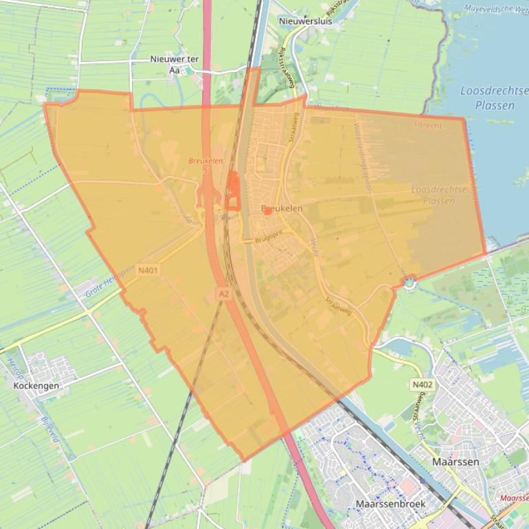 Kaart van postcodegebied 3621.