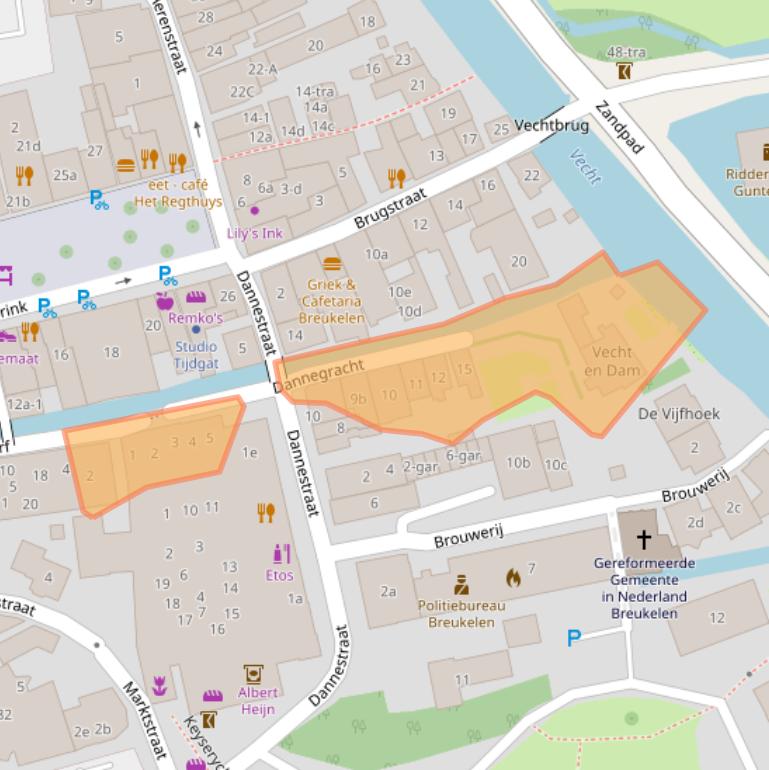 Kaart van postcodegebied 3621AA.