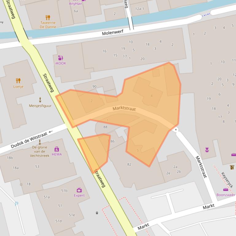 Kaart van postcodegebied 3621AC.