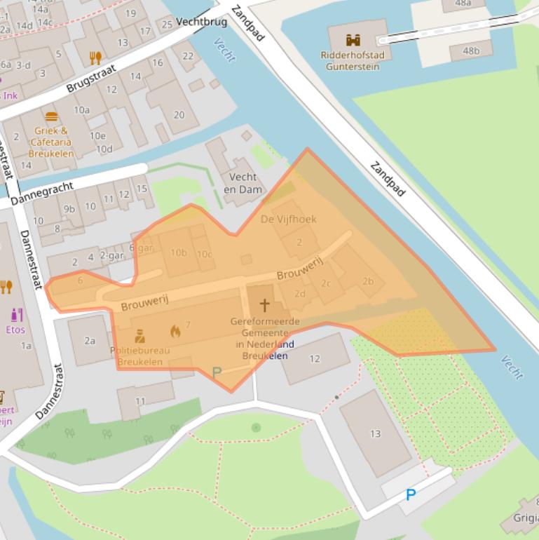 Kaart van postcodegebied 3621AD.