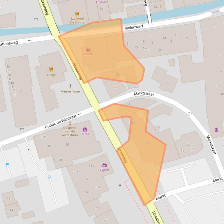 Kaart van postcodegebied 3621BS.