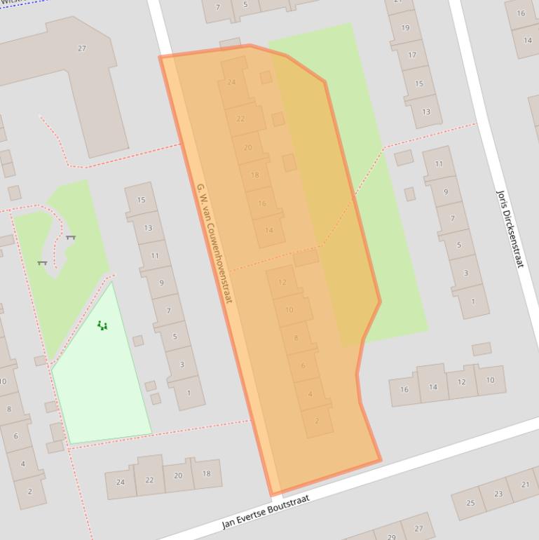 Kaart van postcodegebied 3621CD.