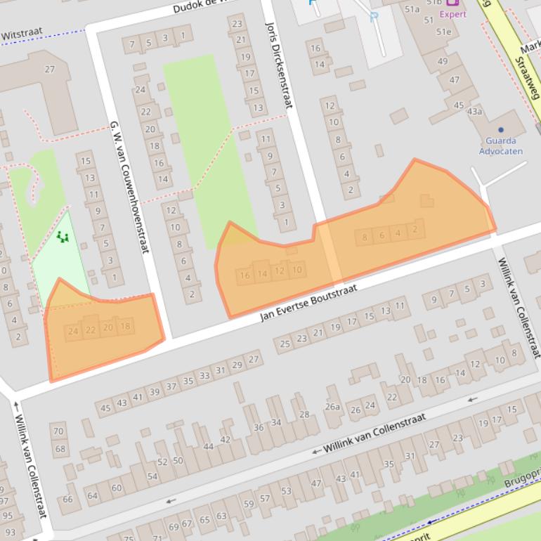 Kaart van postcodegebied 3621CJ.
