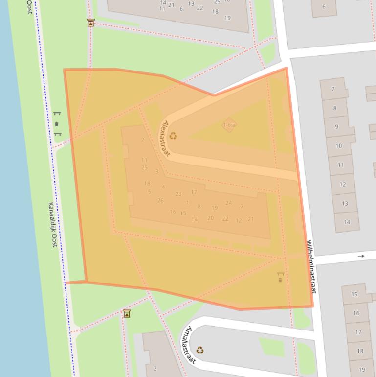 Kaart van postcodegebied 3621DX.