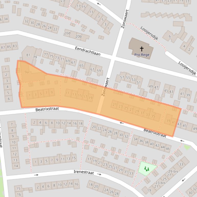 Kaart van postcodegebied 3621ET.