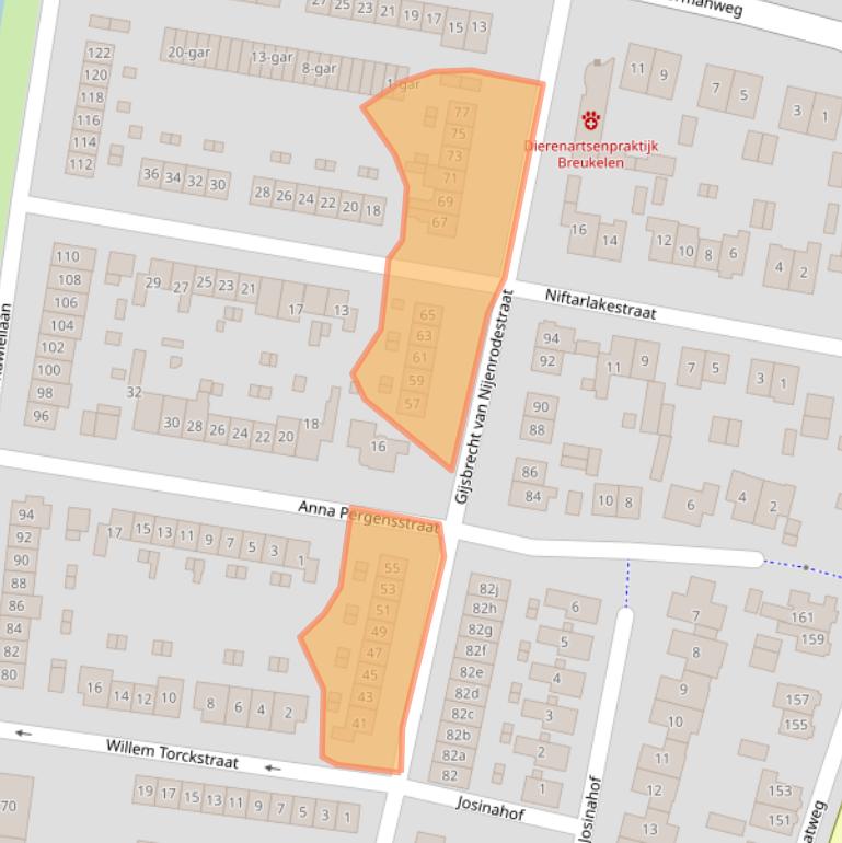 Kaart van postcodegebied 3621GE.