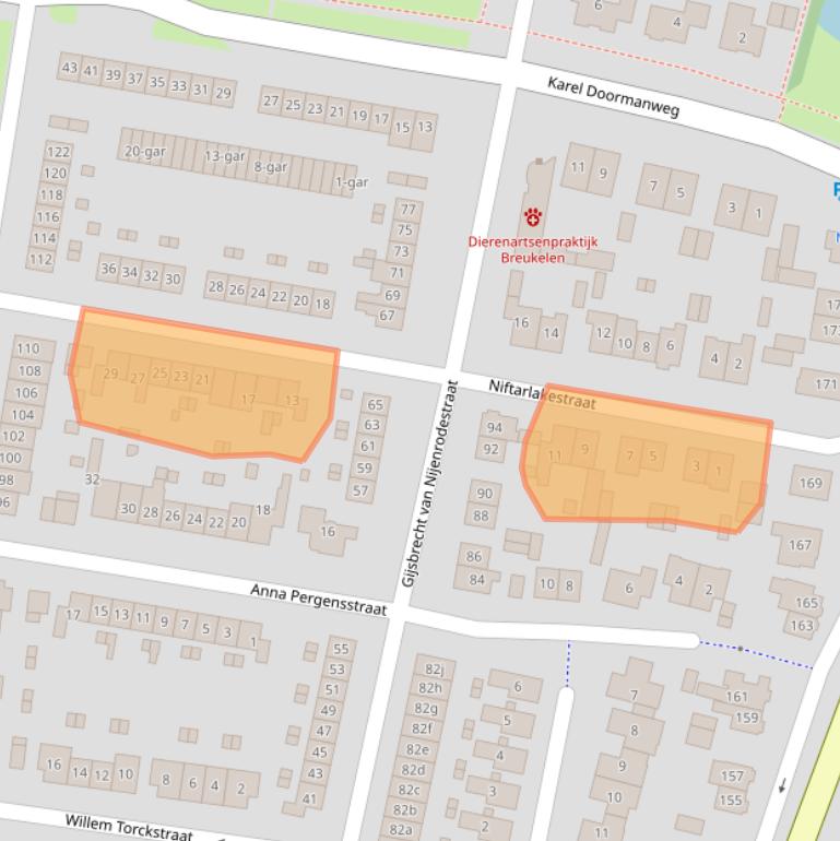 Kaart van postcodegebied 3621GT.