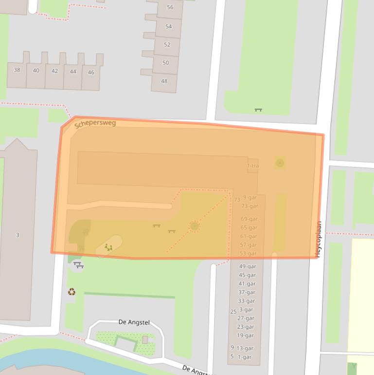 Kaart van postcodegebied 3621JB.