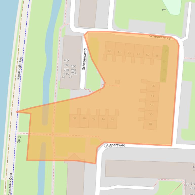 Kaart van postcodegebied 3621JL.