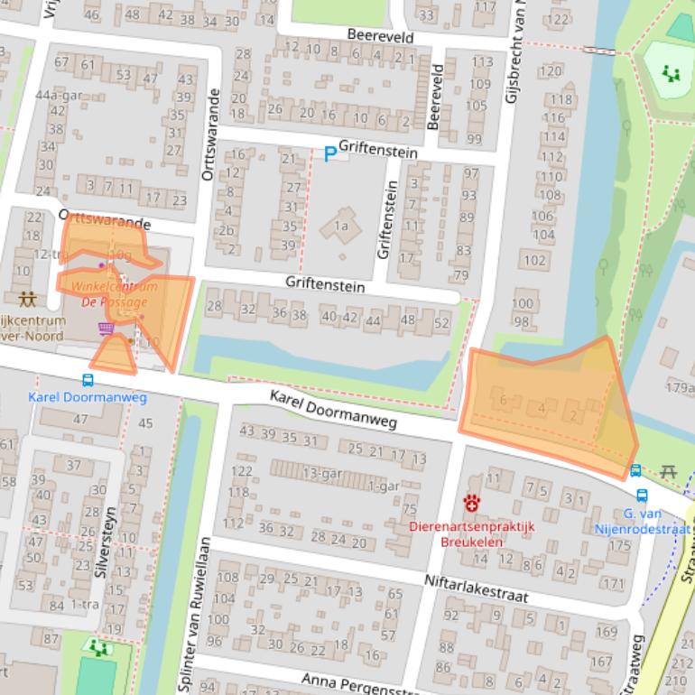 Kaart van postcodegebied 3621JX.