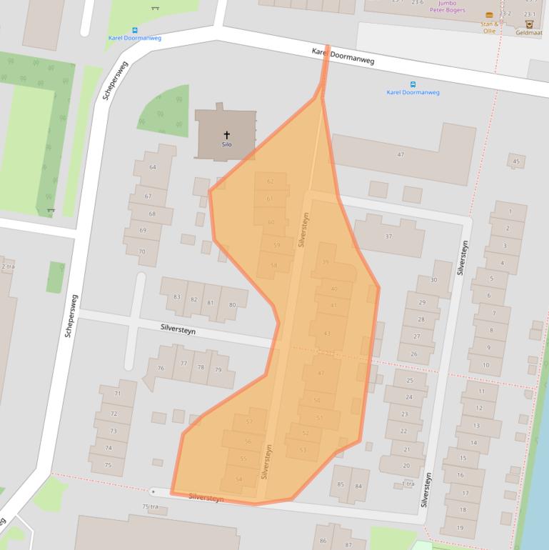 Kaart van postcodegebied 3621PC.